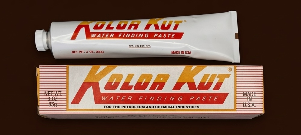 Genuine Kolor Kut Water Finding Paste tube next to its box, showing vibrant colour